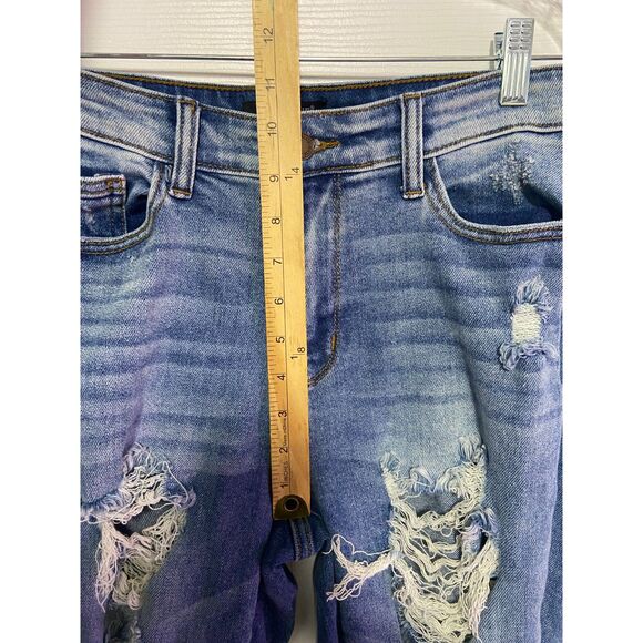 Judy Blue Jeans Women's Sz 27 Blue Boyfriend Fit Distressed Ripped Denim - Picture 12 of 13